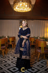 Blue Velvet Peplum Suit